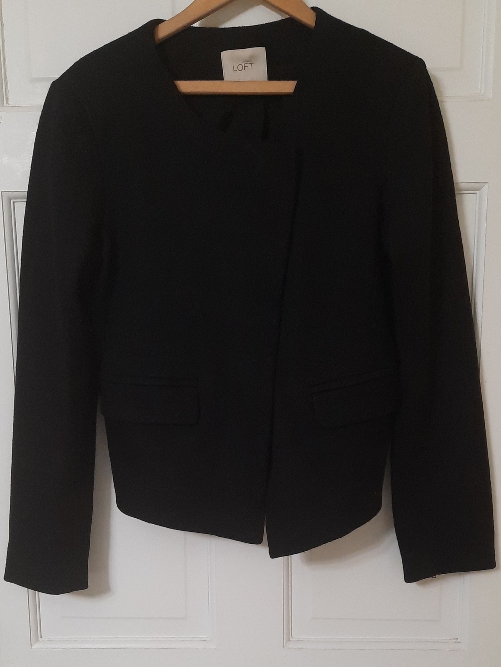 LOFT Black Collarless Blazer Jacket